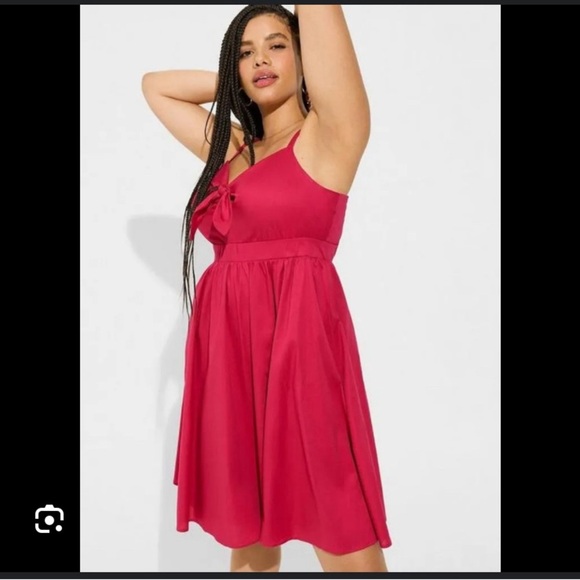 Mini poplin tie-front skater dress - Picture 6 of 7